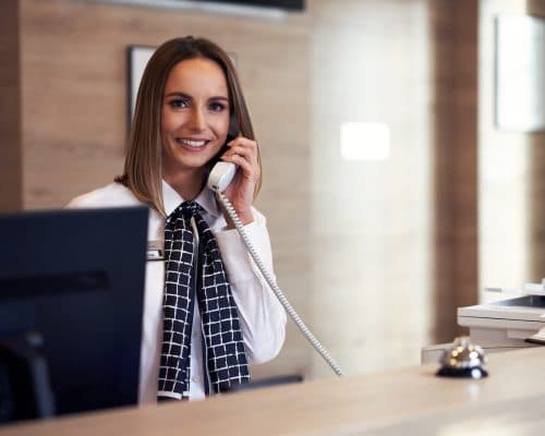 Hotel lobby and guest services